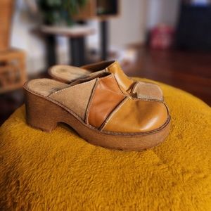 Vintage Lower East Side Leather Patchwork Clogs